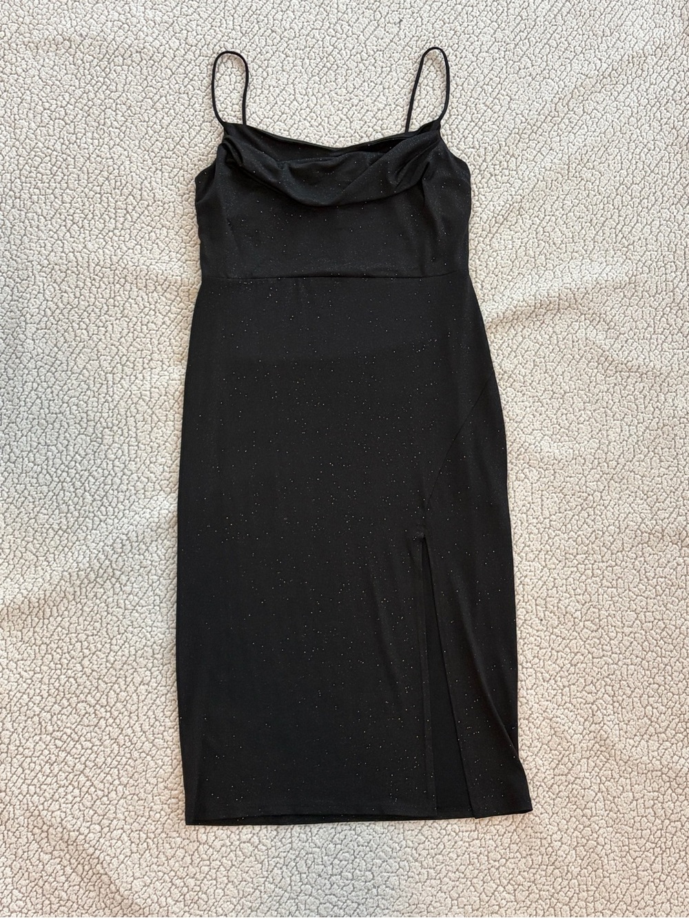 Eclipse Black Sparkle Cowl Neck Midi Dress